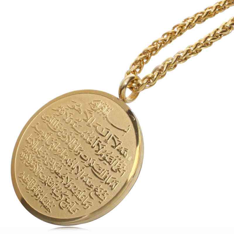 Alláh ayatul kursi náhrdelník s přívěskem z nerezové oceli