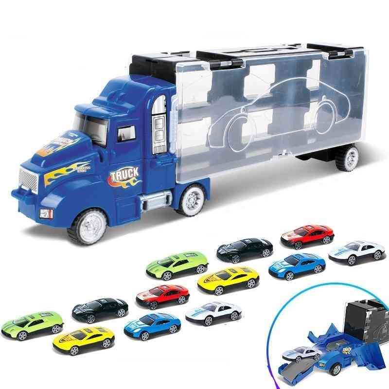 Diecast coches modelo de metal con grandes vehículos de juguete de camiones.