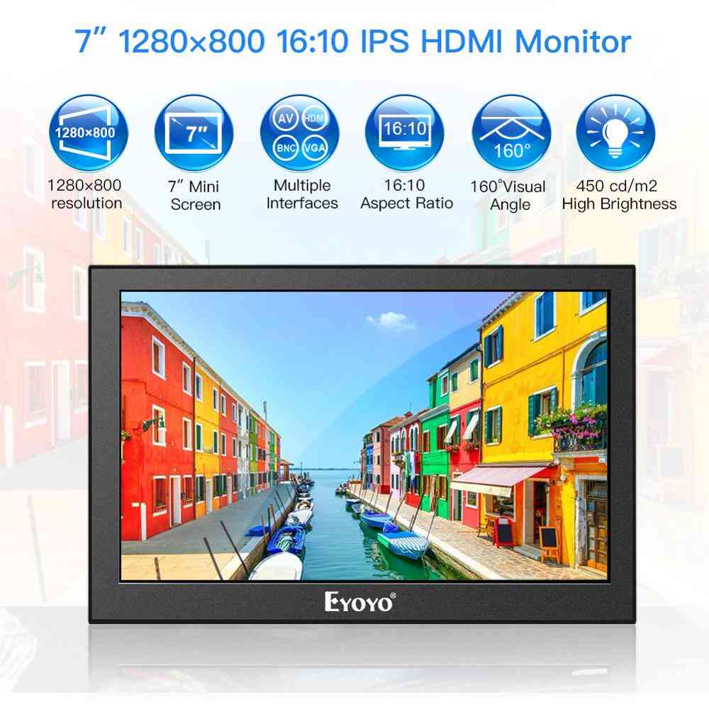 Mini Ips, Lcd Monitor Pc, Computer, Hdmi Security, Screen Display With Vga, Av, Bnc