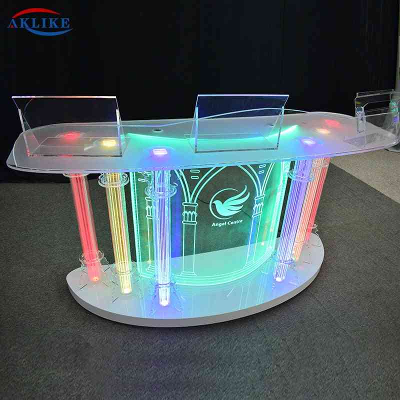 Dj acrylique led coloré, lumières de cabine mobiles, bureau de support, table de haut-parleur de basse (180x60x90)