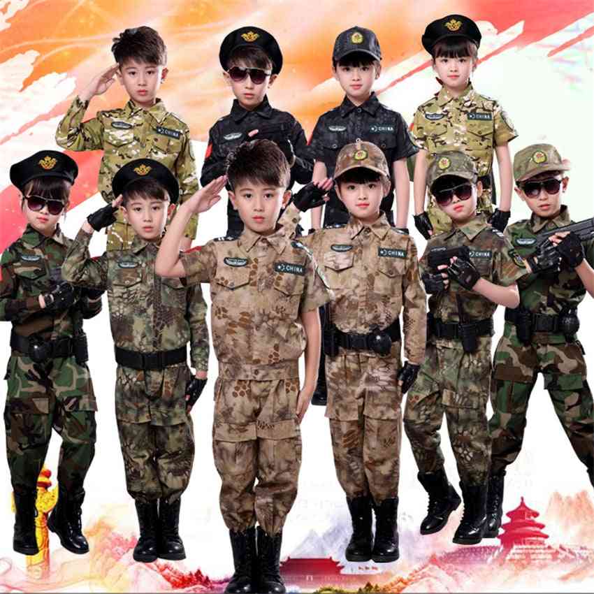 Children Military Combat Tactical Costumes, Short Long Army Suit