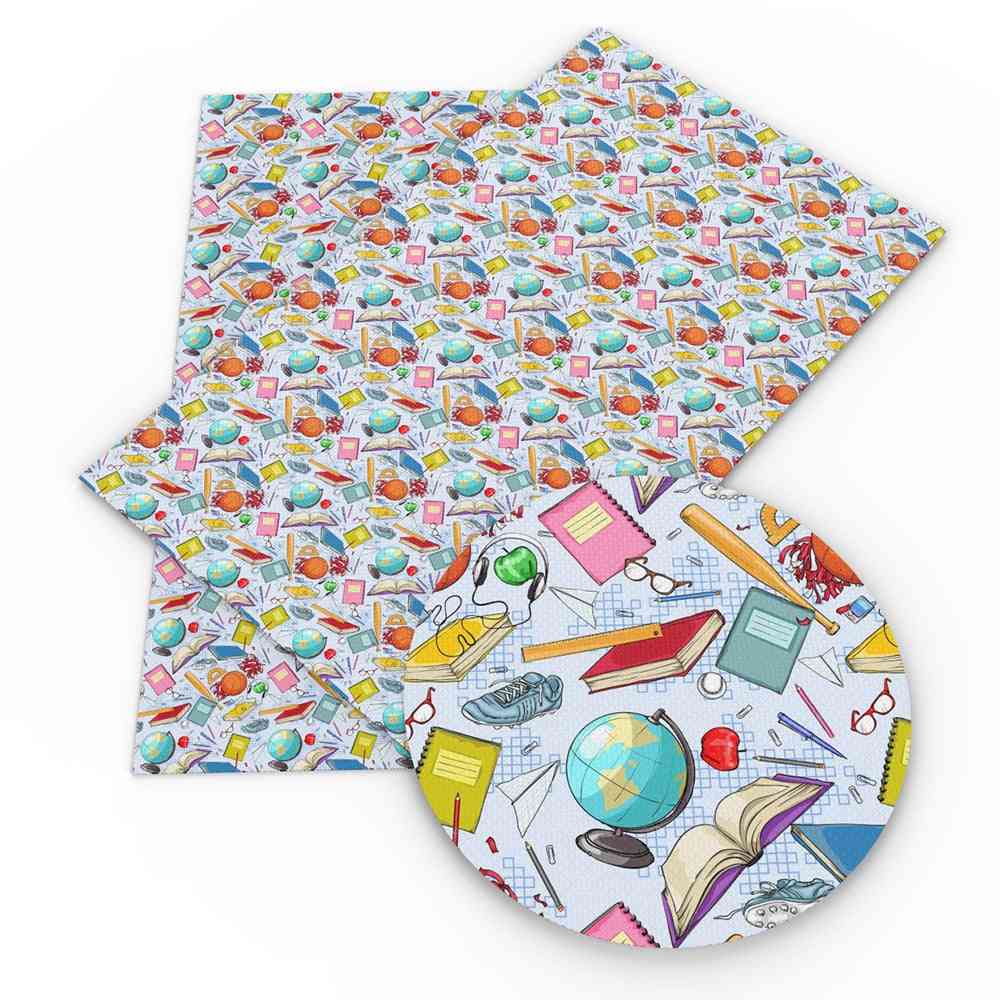 Ensemble de draps en similicuir en tissu vinyle imprimé sur le thème de l'école pour la fabrication de sacs à main