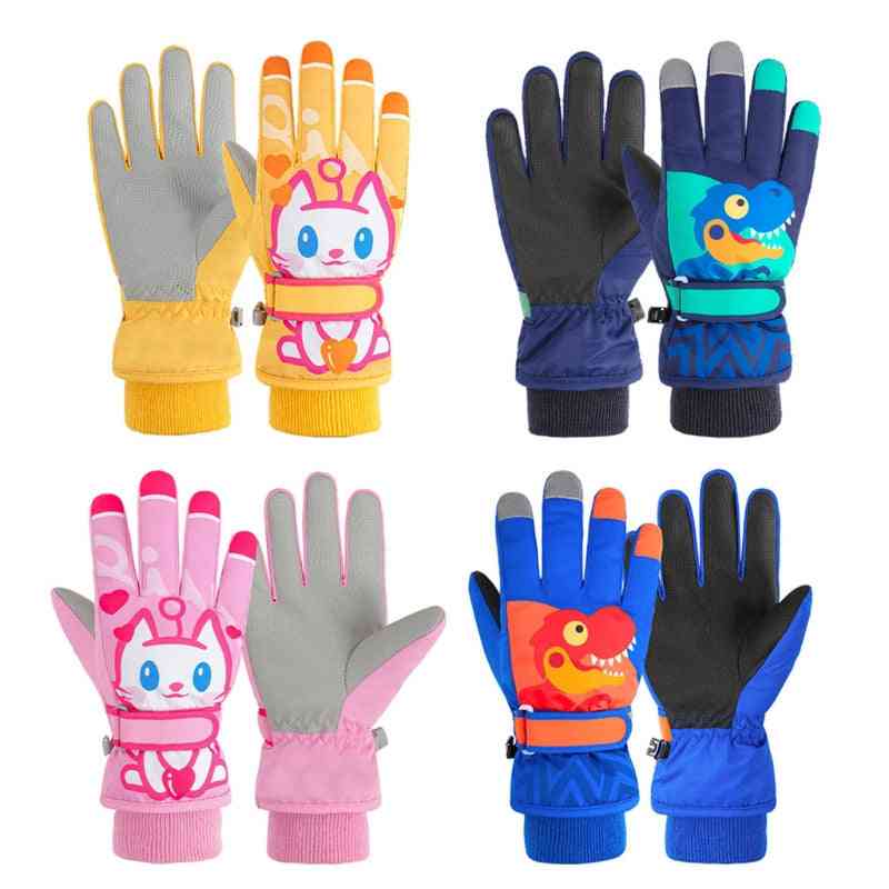 Boys,, Kids, Outdoor Warm, Winter, Waterproof, Windproof, Thick Ski, Cartoon Baby Glove