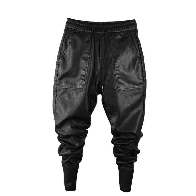 Men`s Winter Warm Faux Leather Harem Pants