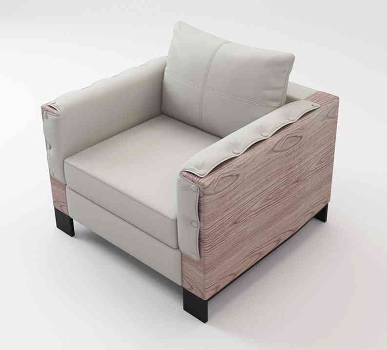 Eleganckie nowoczesne skórzane siedzenia duża sofa, drewniany stolik kawowy do biura, domu