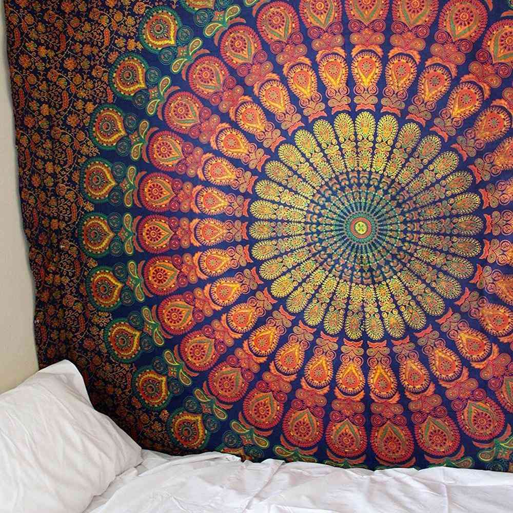 Tapiz de mandala grande para colgar en la pared, manta de poliéster - alfombra de arte para el dormitorio en casa