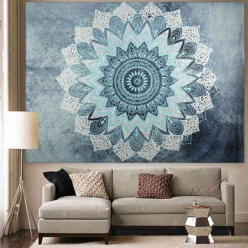 Large Mandala Tapestry Wall Hanging, Polyester Blanket - Home Bedroom Art Carpet
