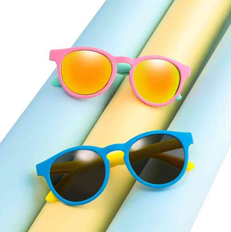 Uv400- fargerike polariserte, runde solbriller, silikonbriller