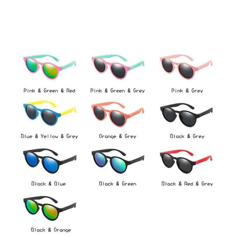 Uv400- farverige polariserede, runde solbriller, silikone briller