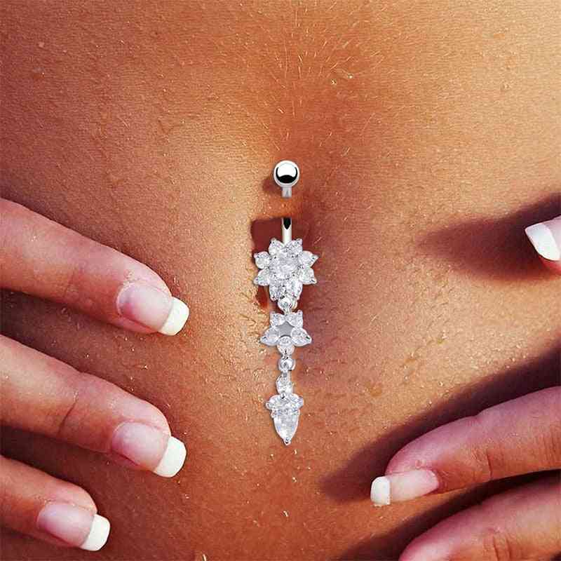 Piercing Navel Nail & Body Jewelry Flower Pendant Crystal Belly Button Rings