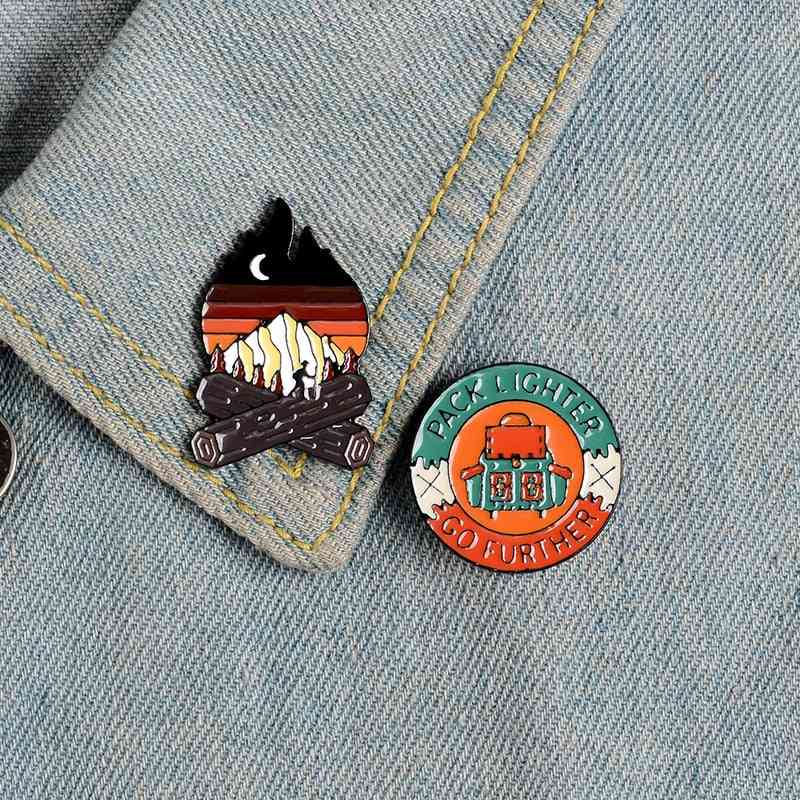 Outdoors Adventure Enamel Pins, Nature Badges