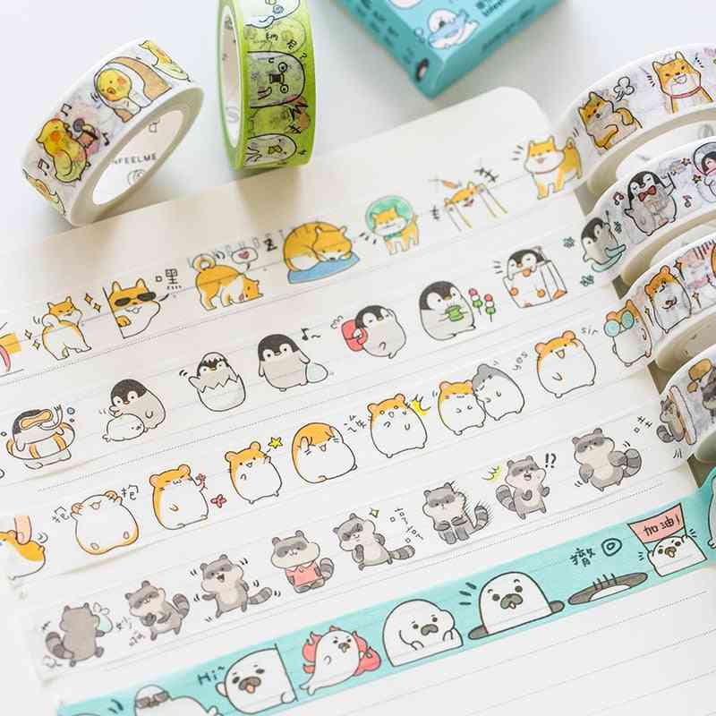 Cute Seal, Panda Hamster, Animals Masking, Washi Adhesive Tape