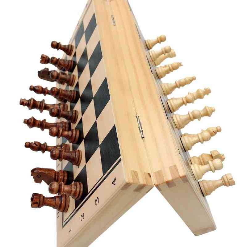Wooden Folding Magnetic Chess Set, Solid Wood Chessboard Entertainment Games