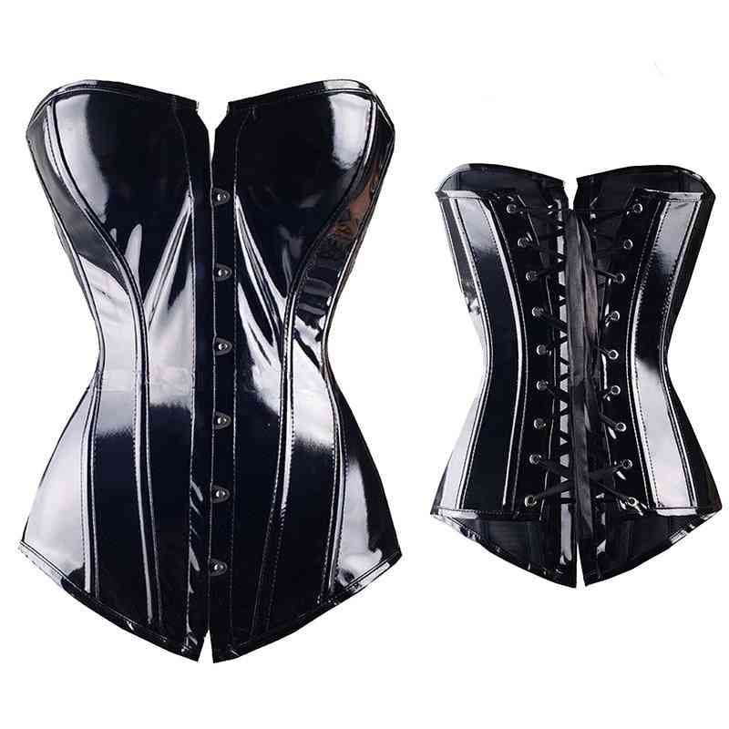 Donne pvc overbust corsetto steampunk lingerie in pelle vita trainer