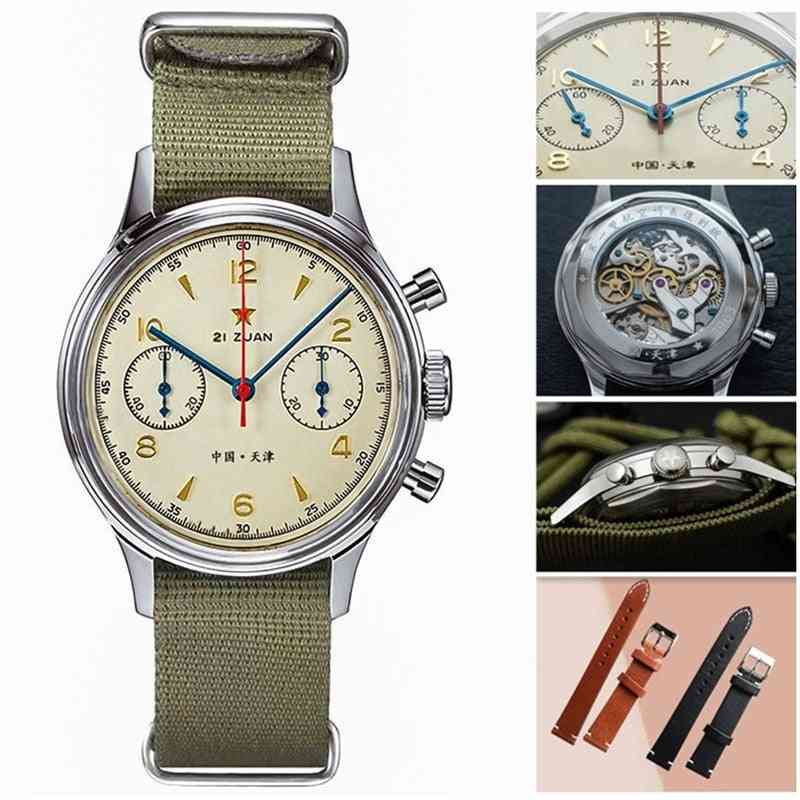 Chronograph Sapphire, Mechanical Hand Wind, Movement Military, Pilot Watches