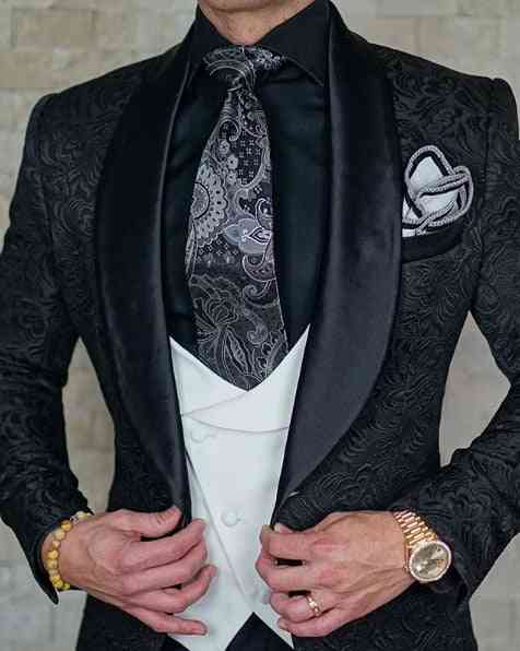 3-piece Italian Design, Smoking Tuxedo, Terno Suits Set-1