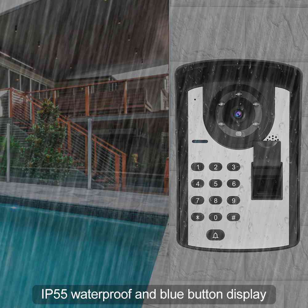 Wired Video Door Phone, Fingerprint Password Remote Control Unlocking App Doorbell