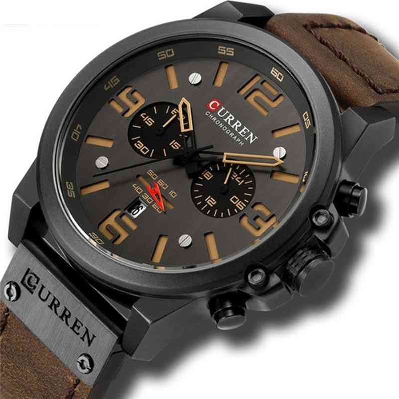 Leather Strap Quartz Men Watches, Casual, Male Wristwatches