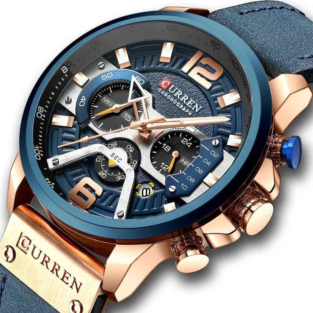 Casual Sport Watches, Blue Top, Military Leather Wrist Watch