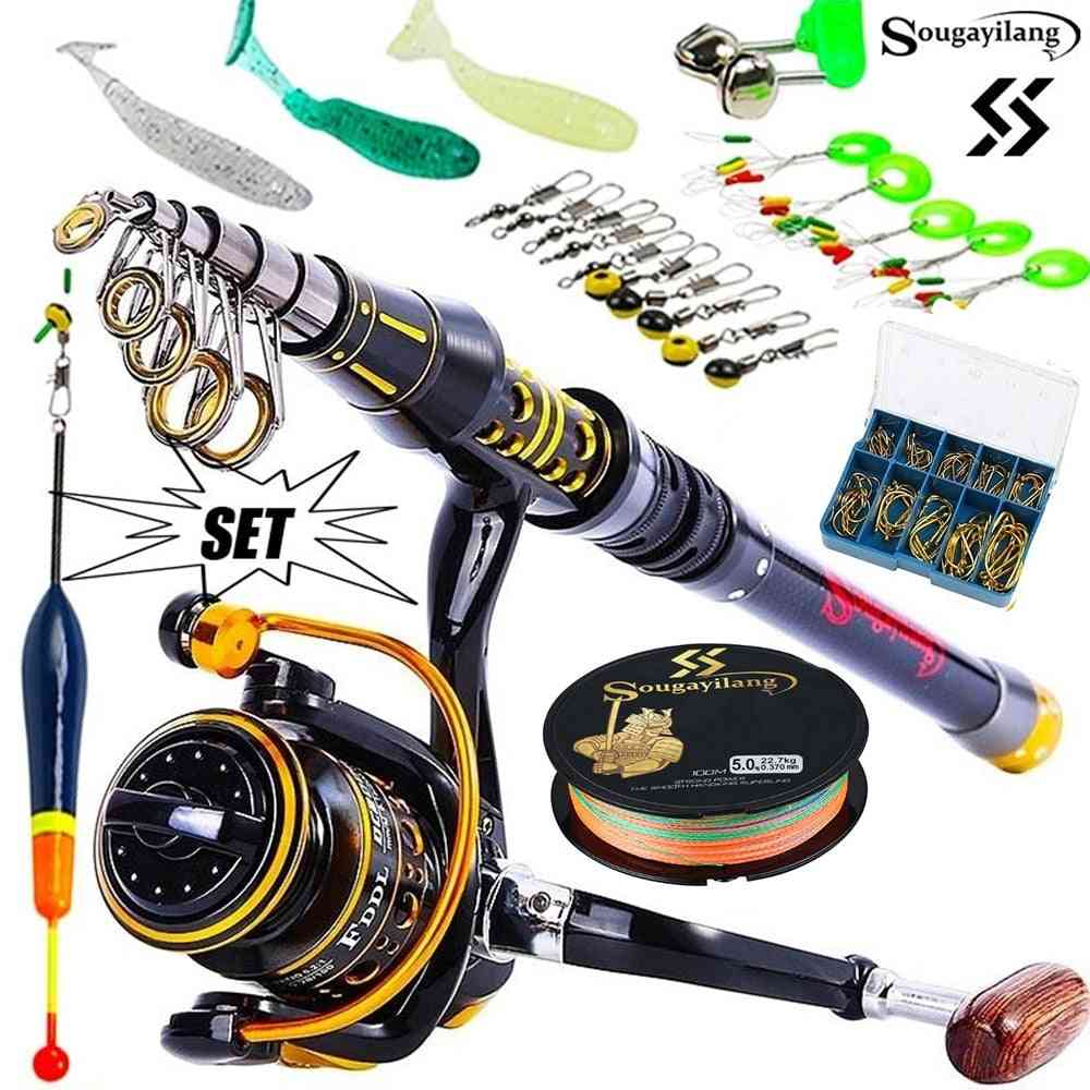 Telescopic Fishing Sea Rod, Spinning Reel & Fishings Baits Hook Full Kit