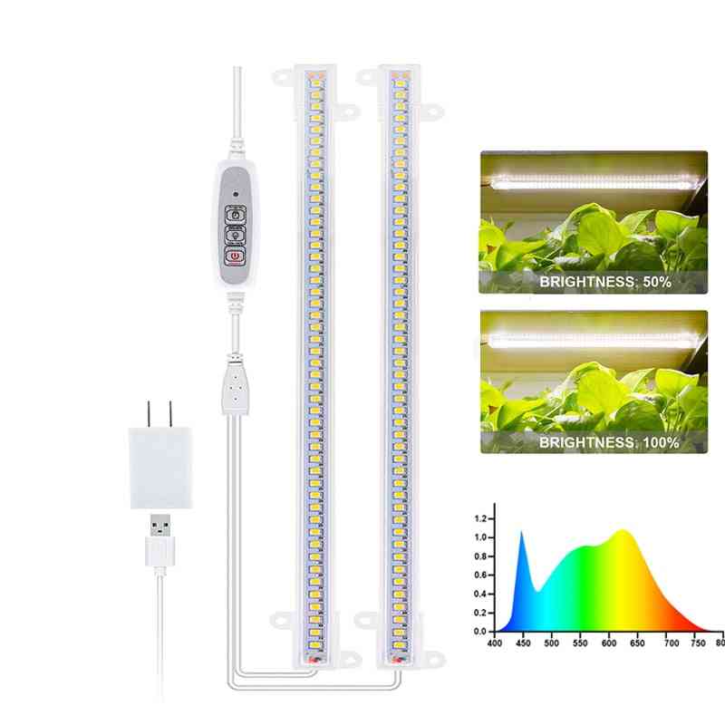Full Spectrum- Light Strips Timer Led Bars For Plants Grow Tent With Power Adapter