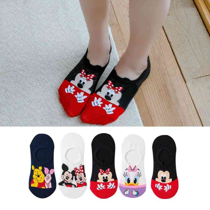 Disney Casual- Cute Cartoon, Animal Invisible Ankle, Cotton Sock For Omen