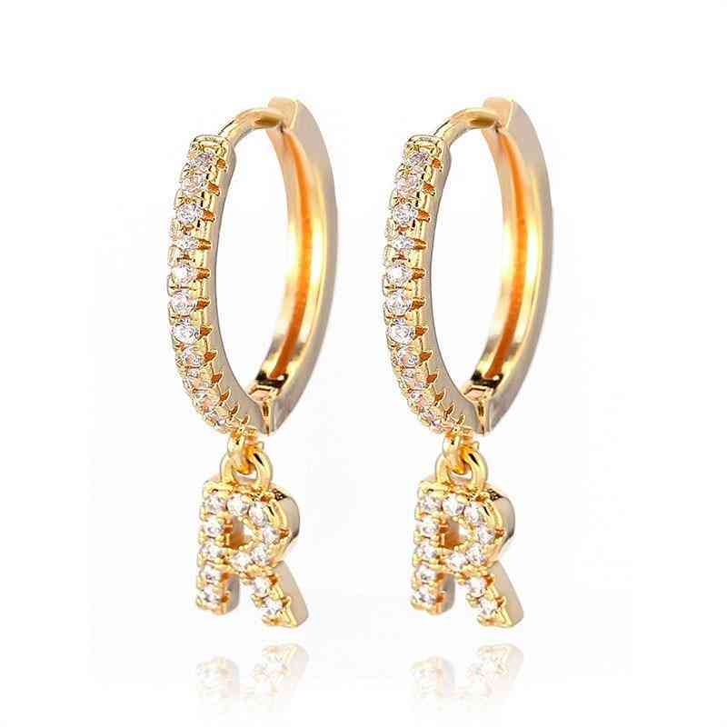 Cute Micro Crystal Gold Small Hoop Earrings