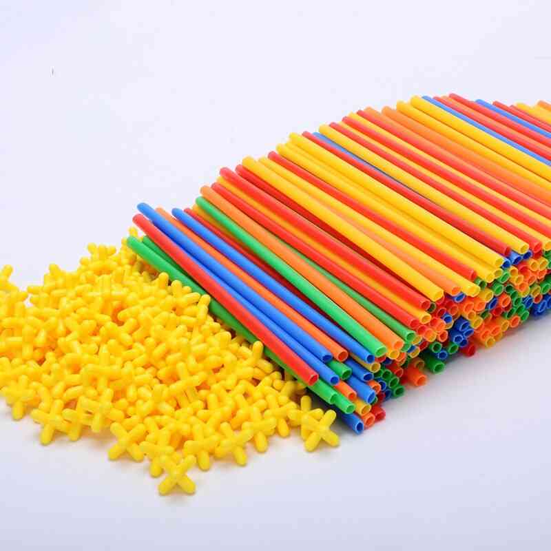 4d Straw Building Blocks Diy Plastic Assembled Block Straw Inserted Construction Toy