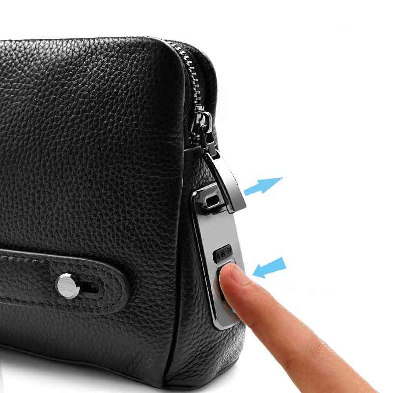 Men's Fingerprint Leather Hand Bag