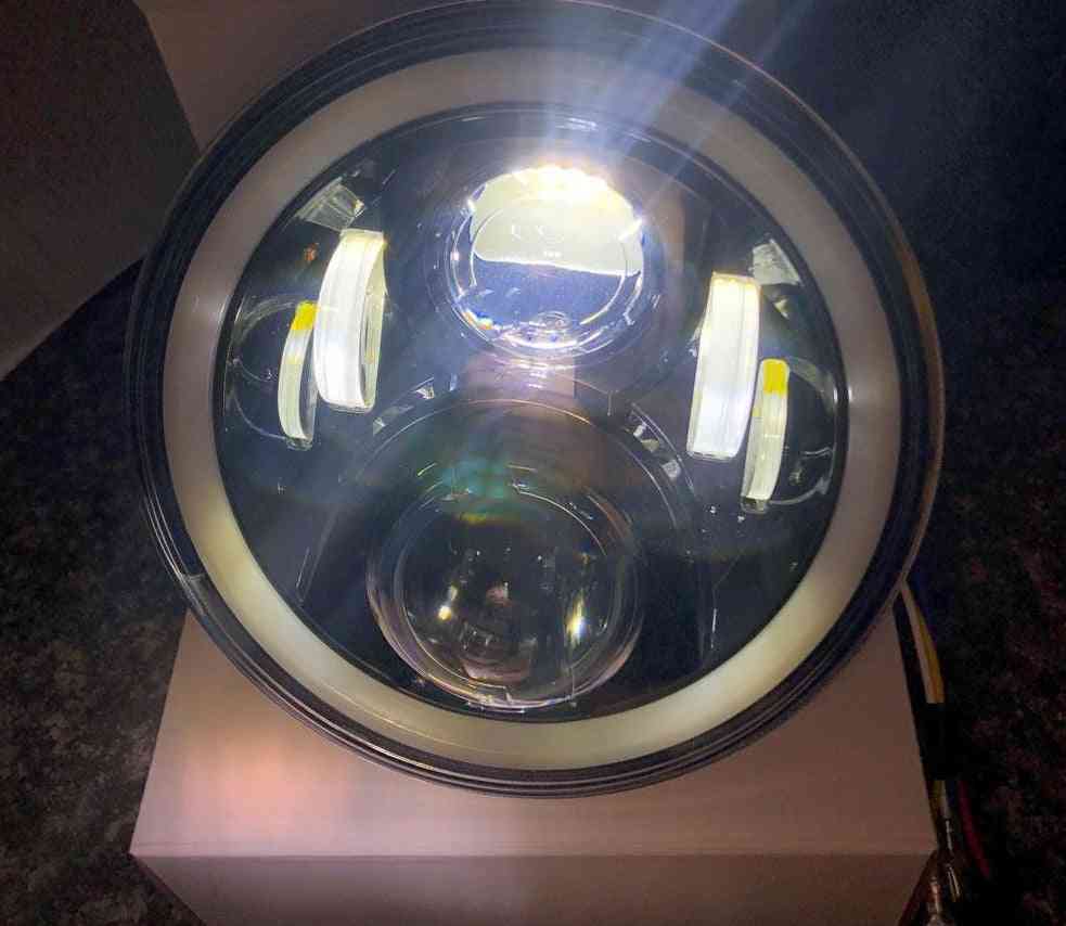 LED -strålkastare med haloring, gul blinkers