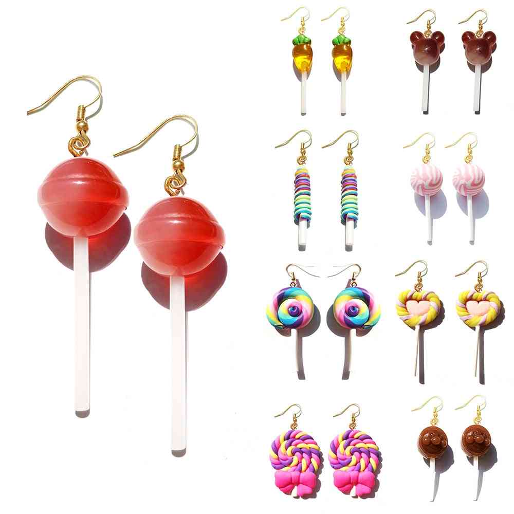 Resin Lollipop, Cute Cotton Candy, Drop Earrings