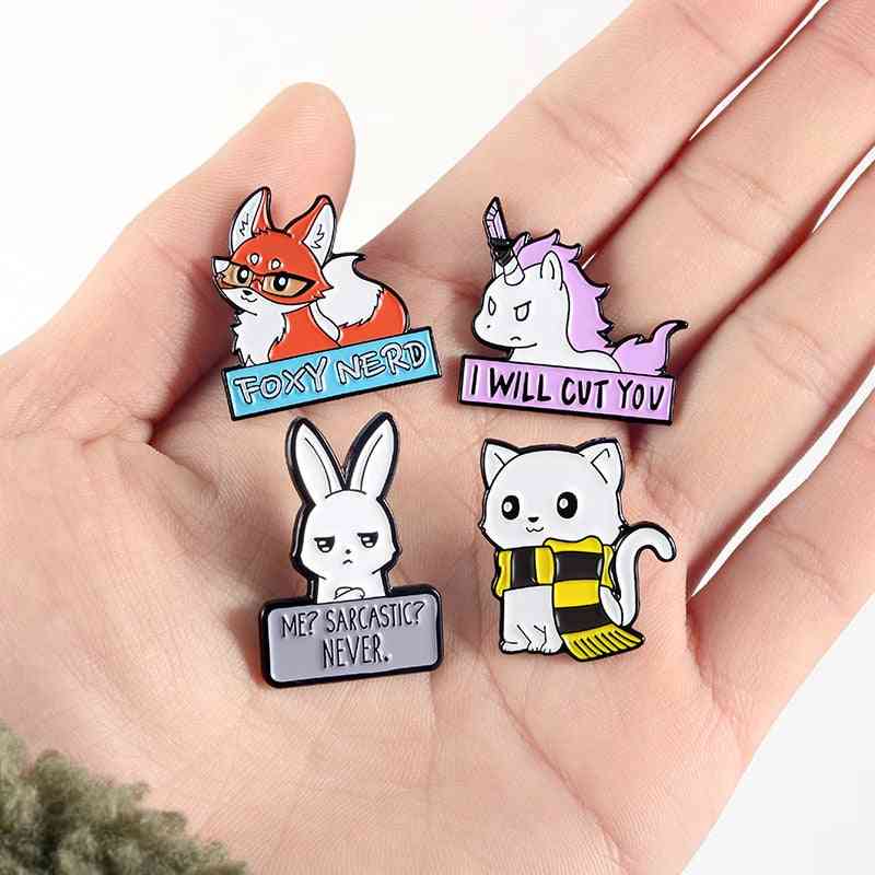 Cartoon Animal Enamel Pins, Brooches Bag, Clothes Lapel Pin, Badges Jewelry