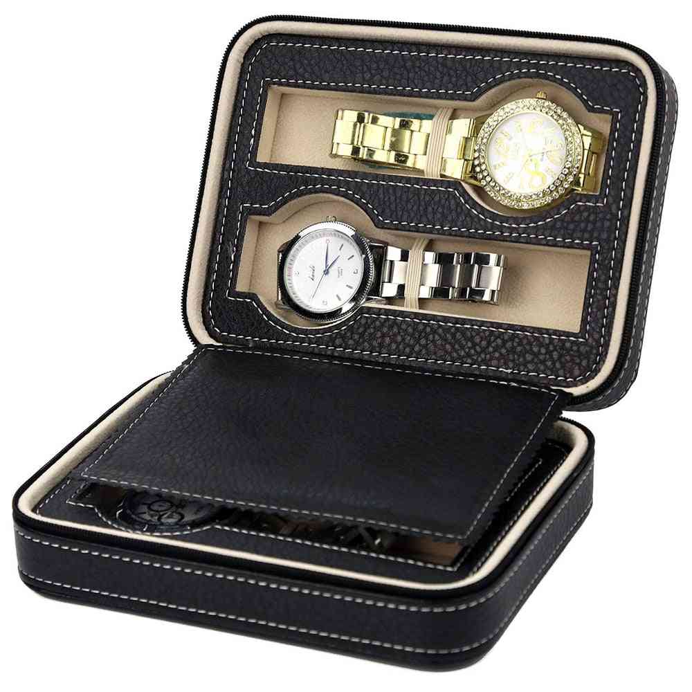 Portable Pu Leather Slot Watch Box