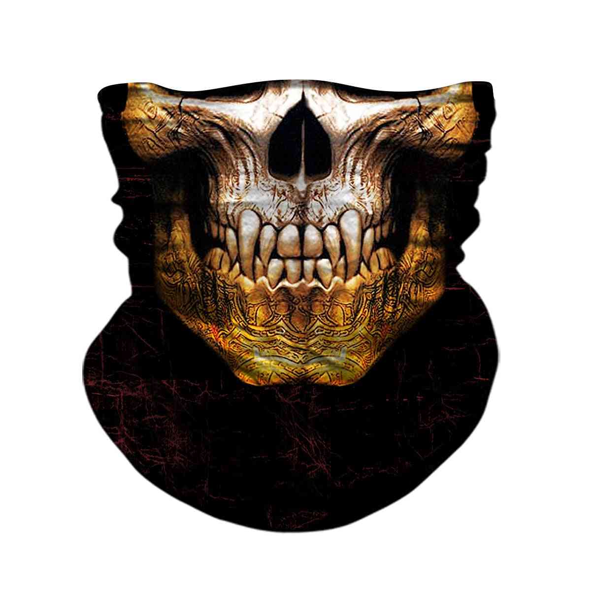3d- pasamontañas de esqueleto de calavera, máscara de protección facial sin costuras, diadema de bufanda para exteriores