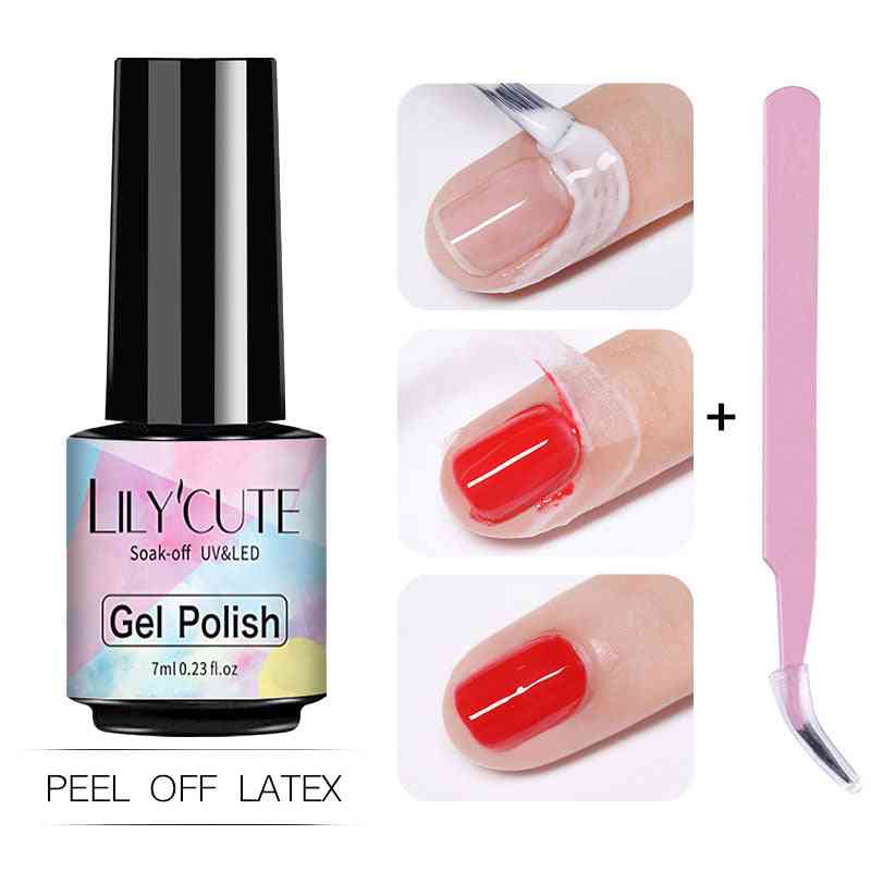 Anticongelante peel off nail art, látex líquido con pinzas, protector de piel para cutículas esmalte de uñas