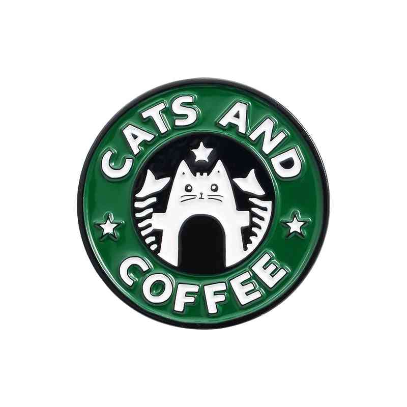 Pisici club smalt pin pisica planeta luna cafenea laba insigna