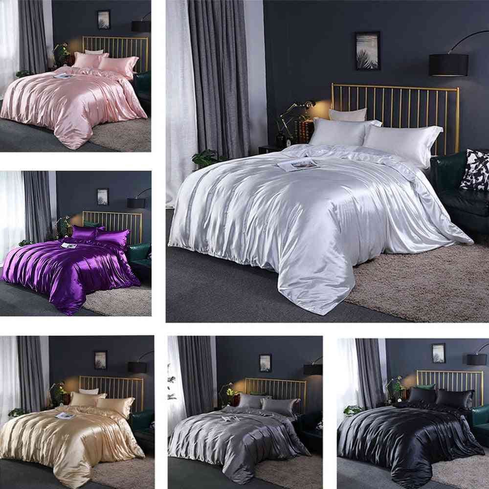 Satin Silk Bedding Set, Duvet Cover And Pillowcase Double Bed