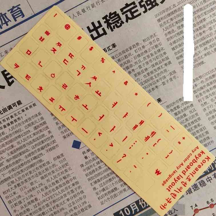 Adesivi per tastiera con lettere coreane in plastica ecologica su sfondo