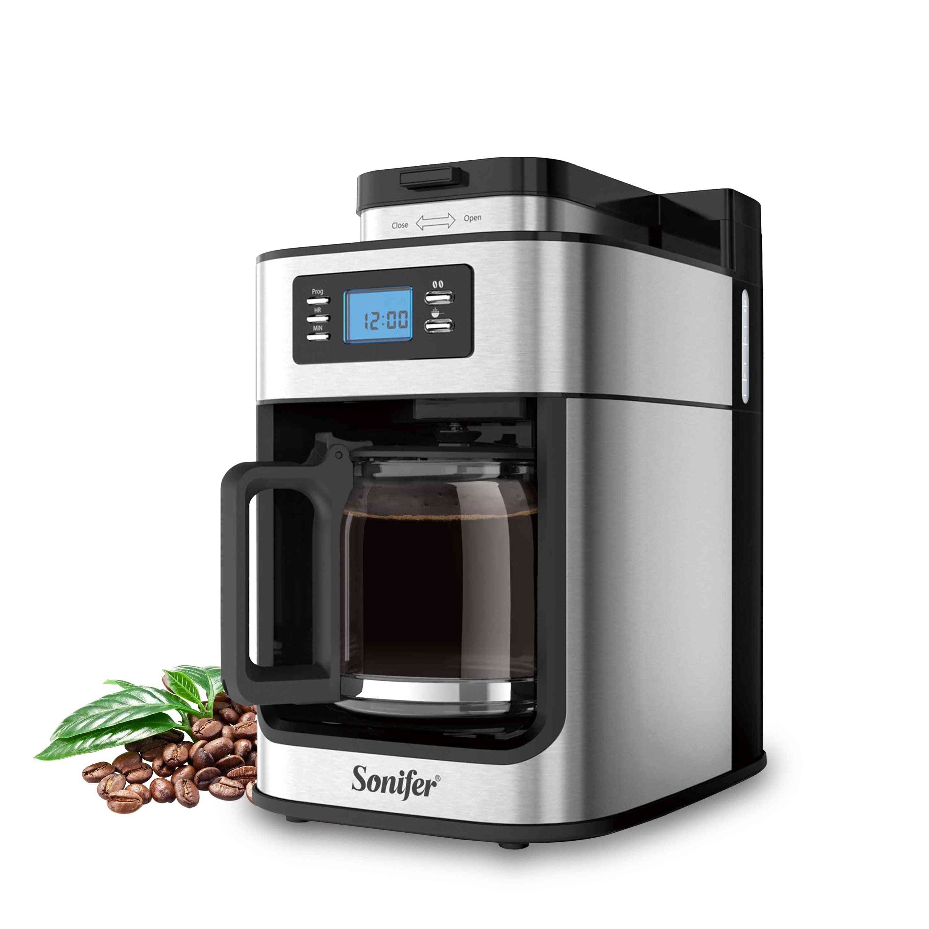 2 in 1 Filterkaffeemaschine kompatibel gemahlener Kaffee und Kaffeebohnenmaschine