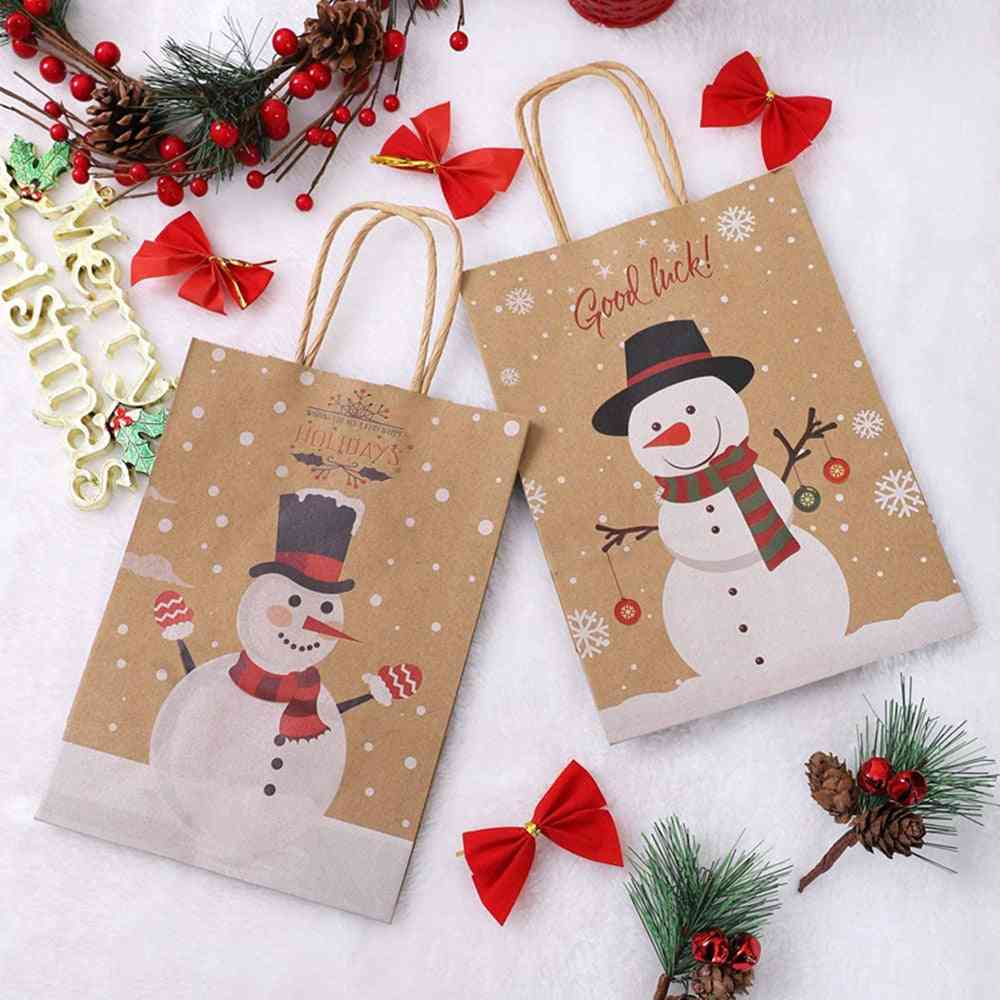 Snowman Cookie, Packaging Party, Favor Boxes Kraft, Paper Handle Bags