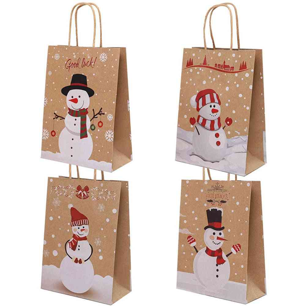 Snowman Cookie, Packaging Party, Favor Boxes Kraft, Paper Handle Bags