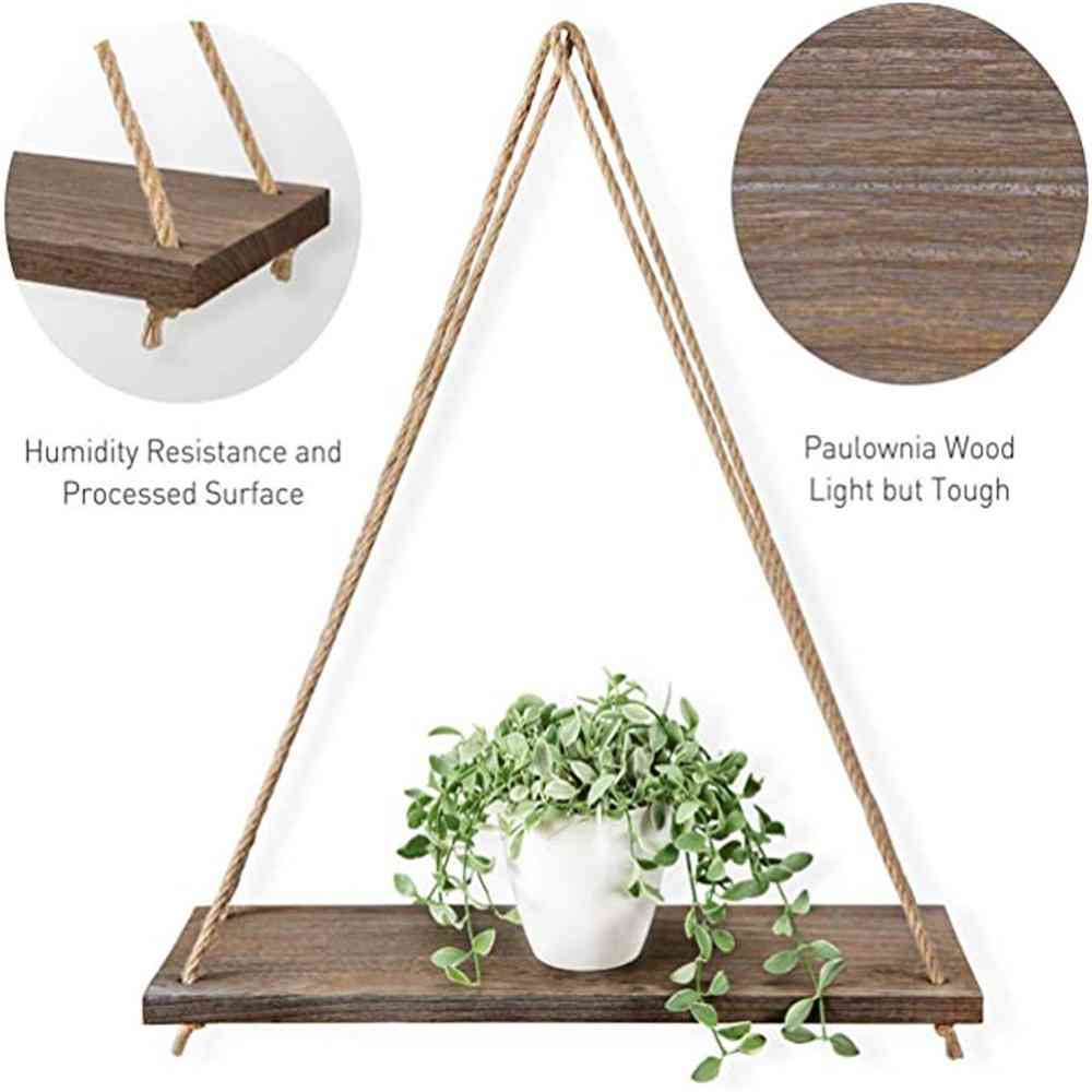 Premium Wood Swing, Hanging Rope, Wall Mounted, Floating Shelves