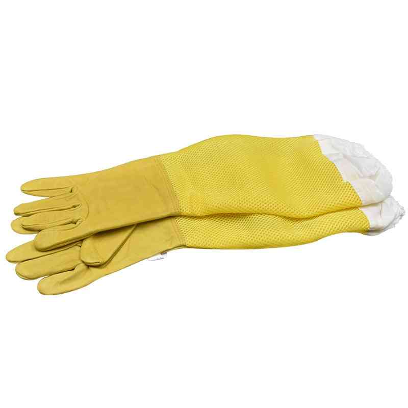 Beekeeping Gloves, Protective Breathable Mesh Sheepskin And Cloth