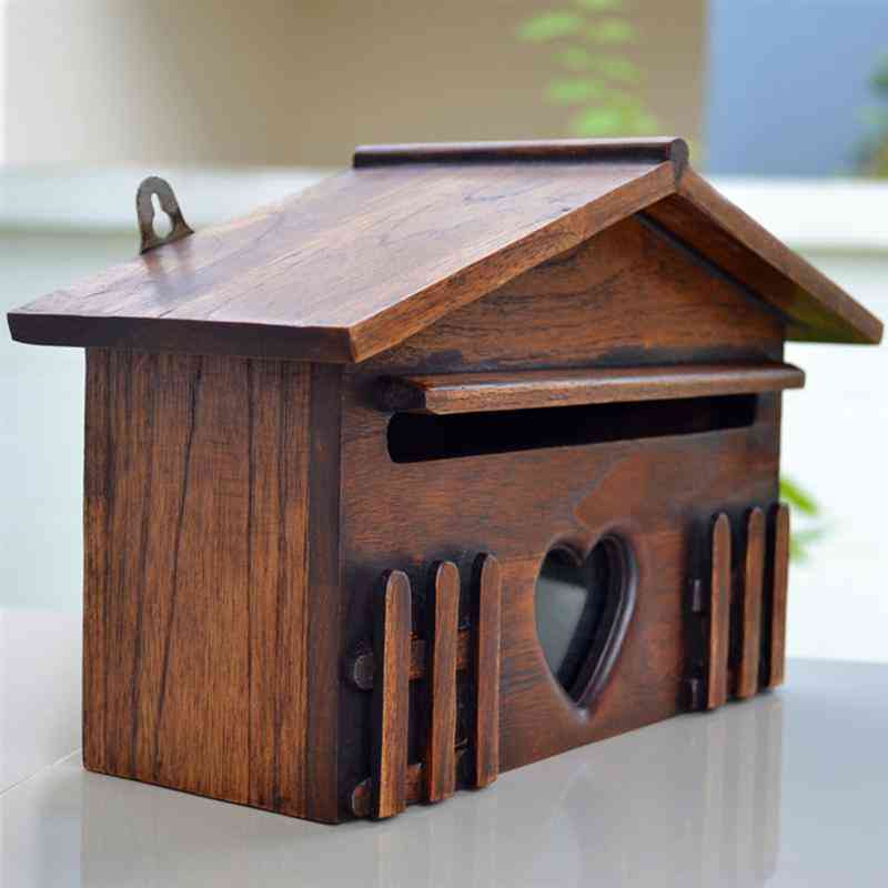 1pc- Wooden Outdoor, Rainproof Suggestion, Lockable Wall Mounted, Post Box