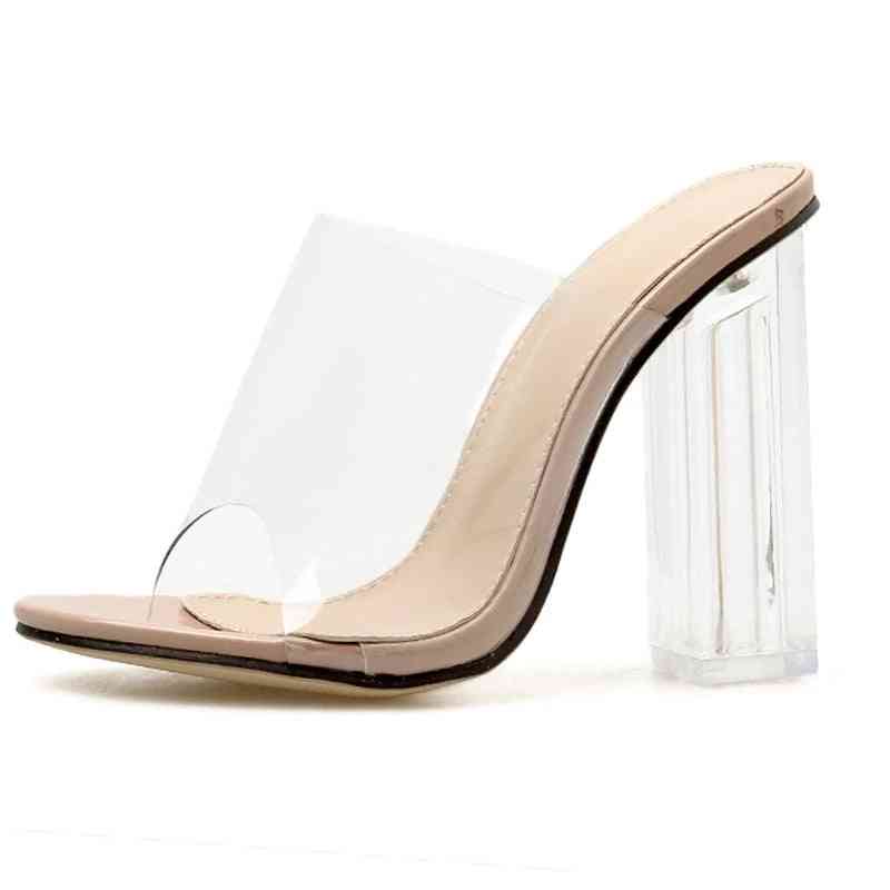 Kvinder pvc gelé krystal hæl gennemsigtige sandaler med høje hæle