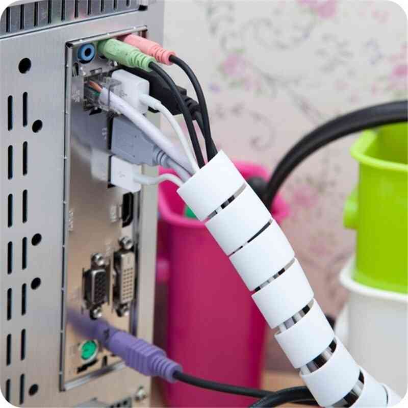 Flexible Spiral Tube Cable Organizer, Wire Wrap Cord Protector Storage Pipe