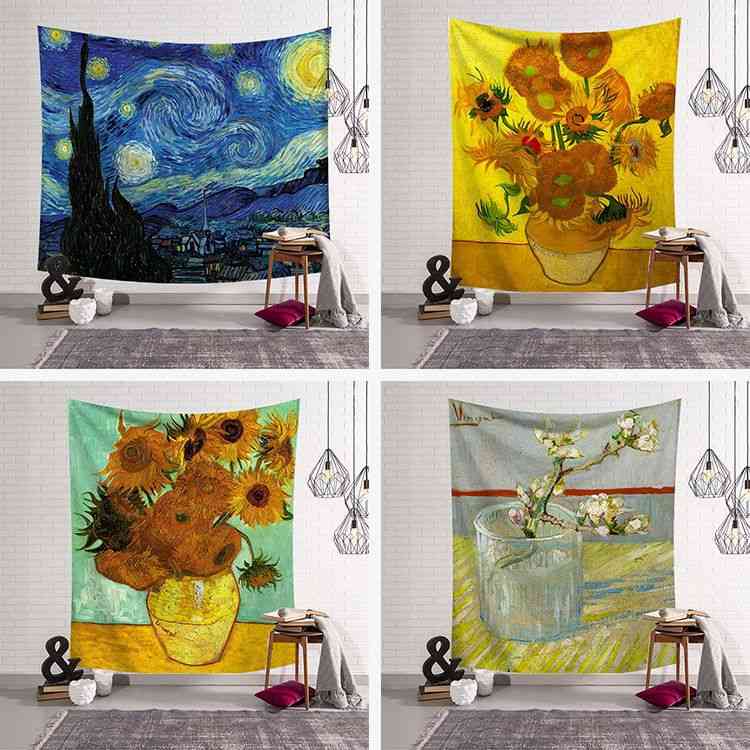 Geometrie berühmte Van Gogh Druck Wandteppiche Sonnenblumendecke