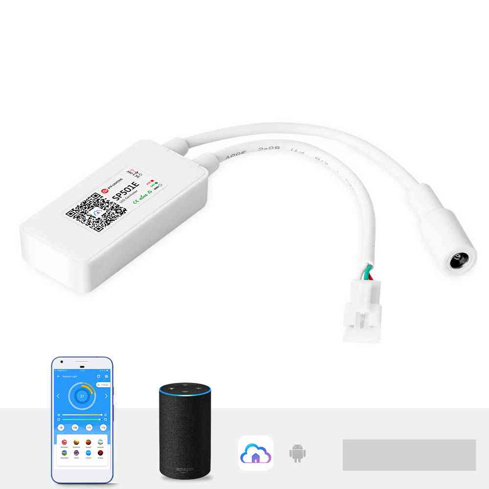 Sp501e- LED-WLAN-Lichtcontroller für adressierbaren RGB-Streifen, Alexa Smart Spi Voice-App, Steuerung für Android