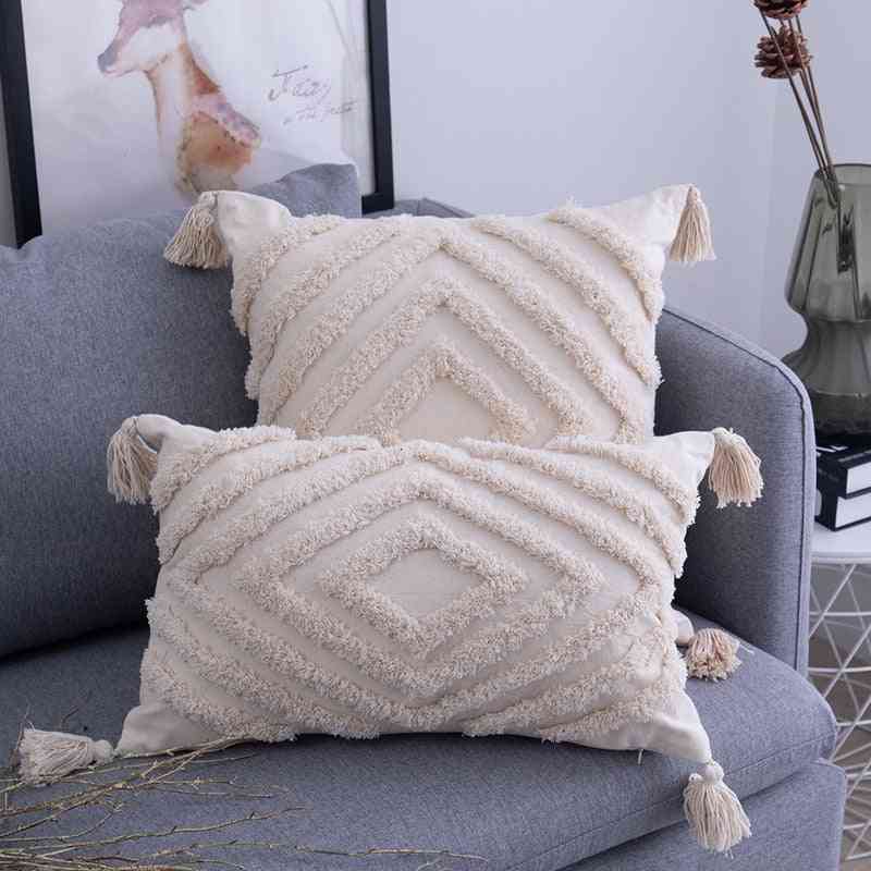 Tassels Decorated Cushion Cover