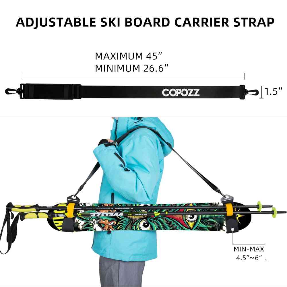 Adjustable Skiing-pole Shoulder Hand Carrier, Anti-slip With Ski Pole Hook